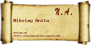 Nikolay Anita névjegykártya